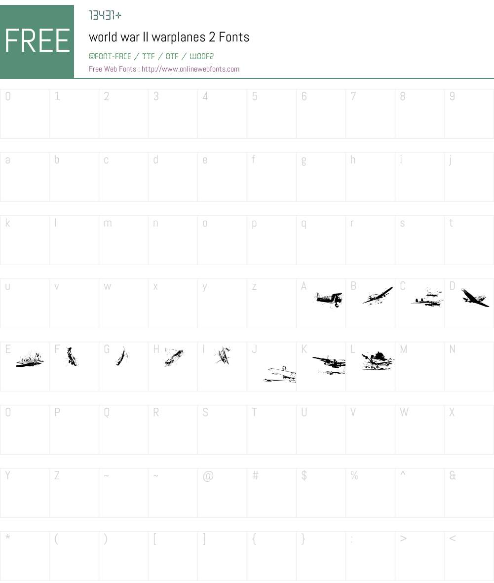 world war II warplanes 2 Font Screenshots