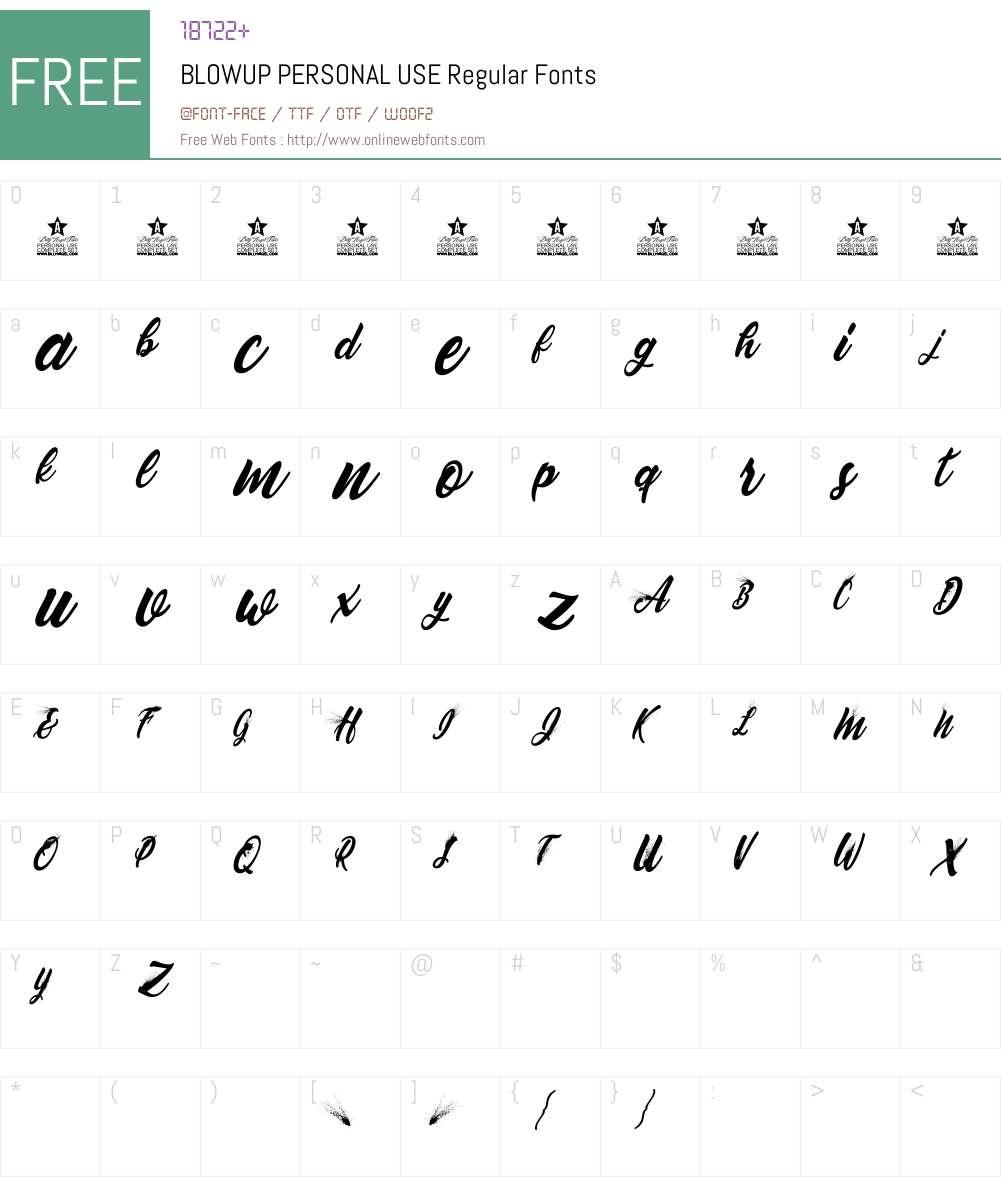 BLOWUP PERSONAL USE Font Screenshots