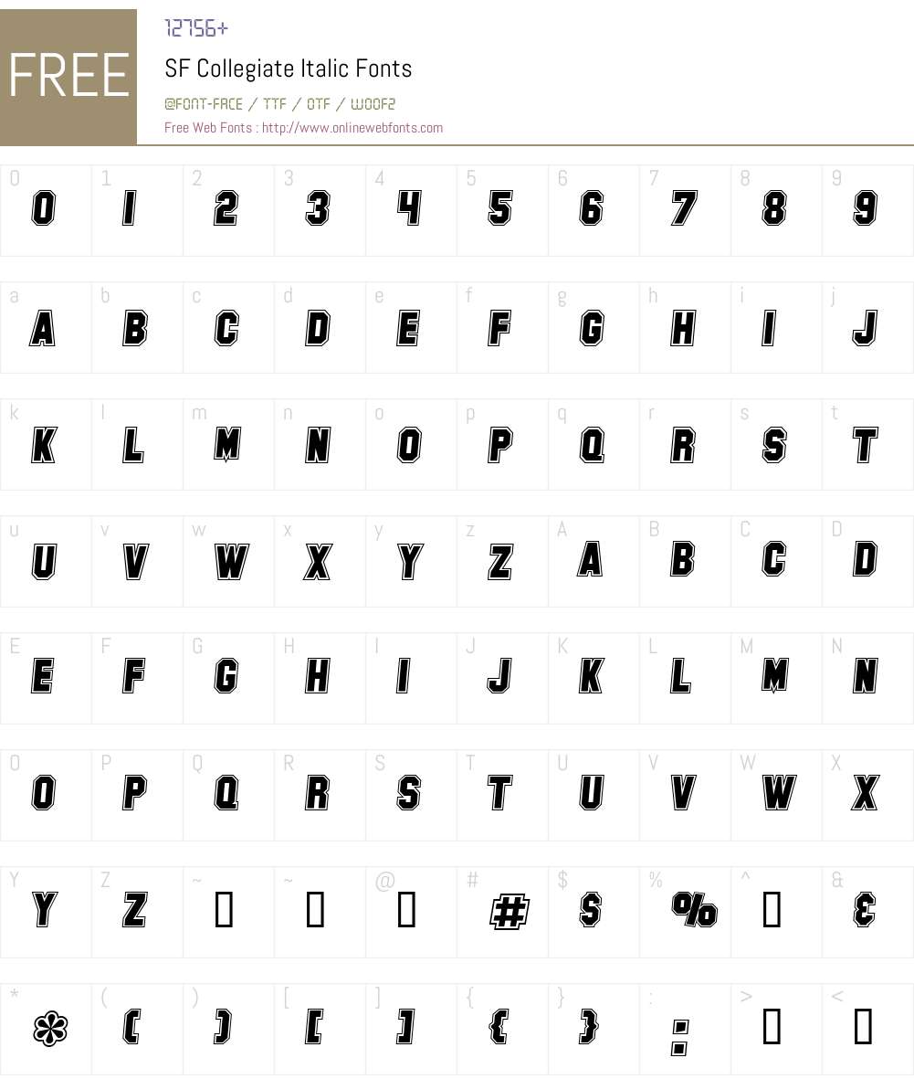 SF Collegiate Font Screenshots