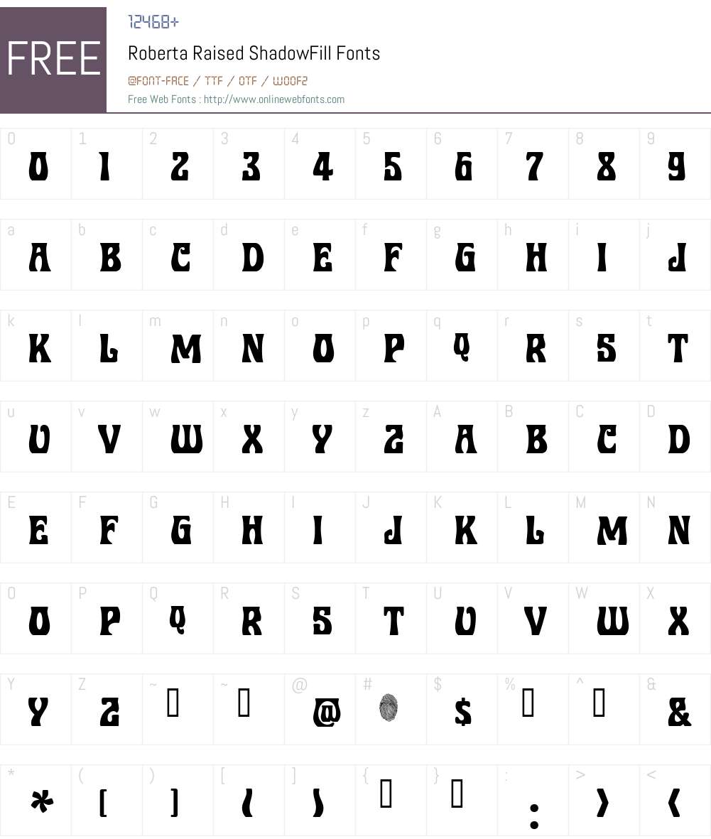 Roberta Raised ShadowFill Font Screenshots