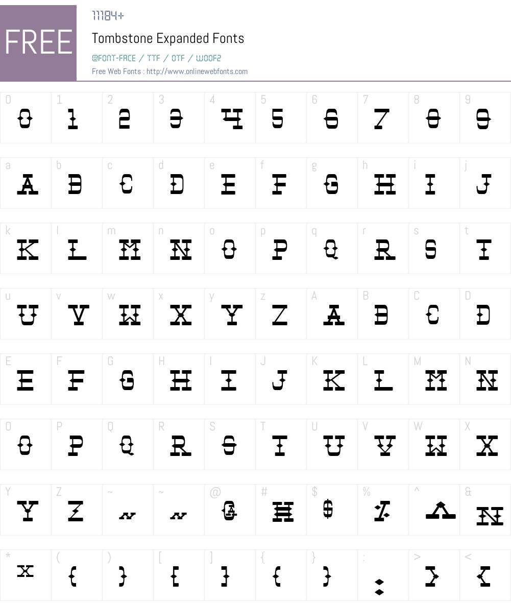 Tombstone Expanded Font Screenshots