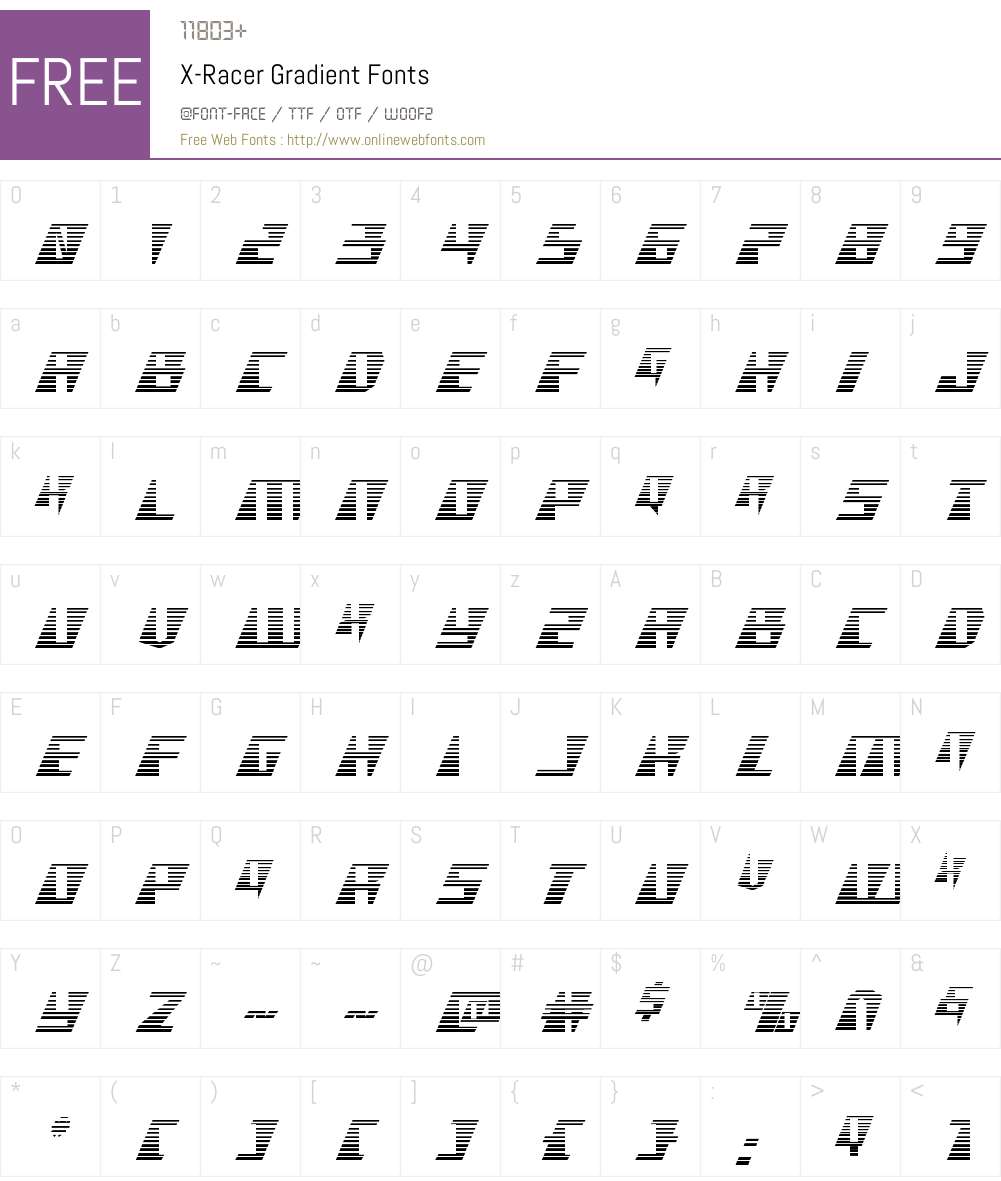 X-Racer Gradient Font Screenshots