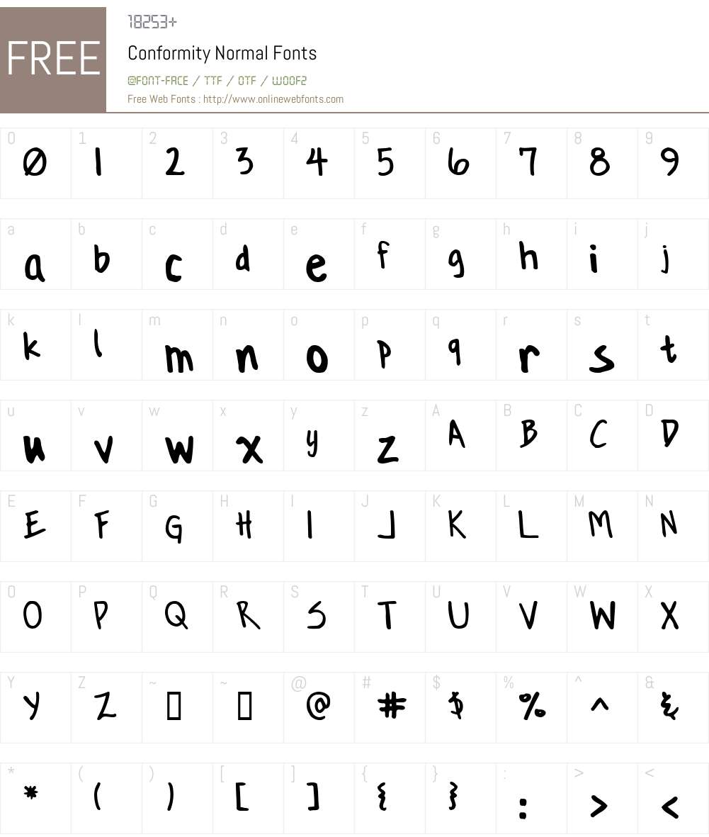 Conformity Font Screenshots