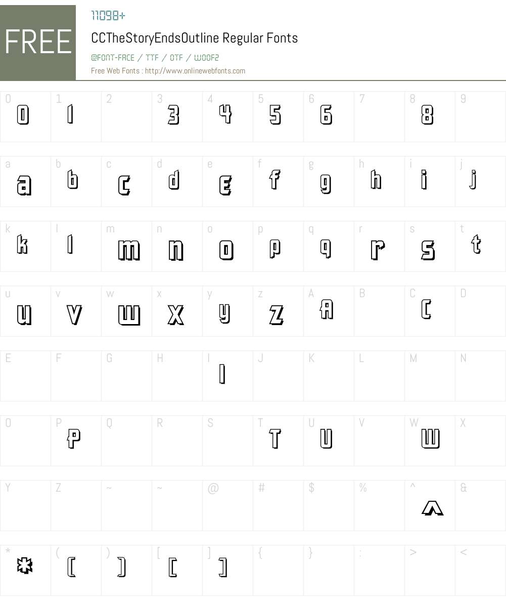 CCTheStoryEndsOutline-Regular Font Screenshots