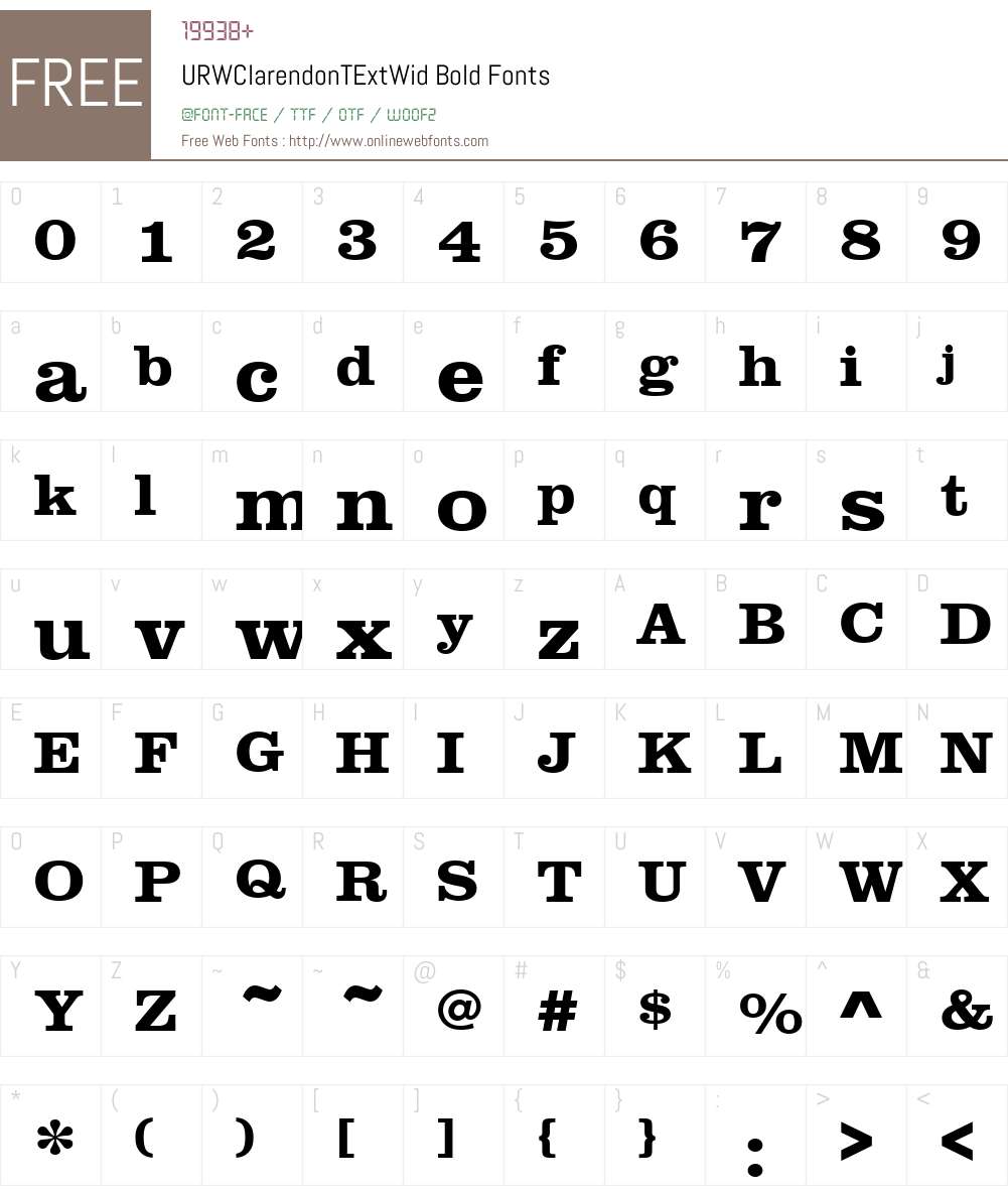 URWClarendonTExtWid Font Screenshots