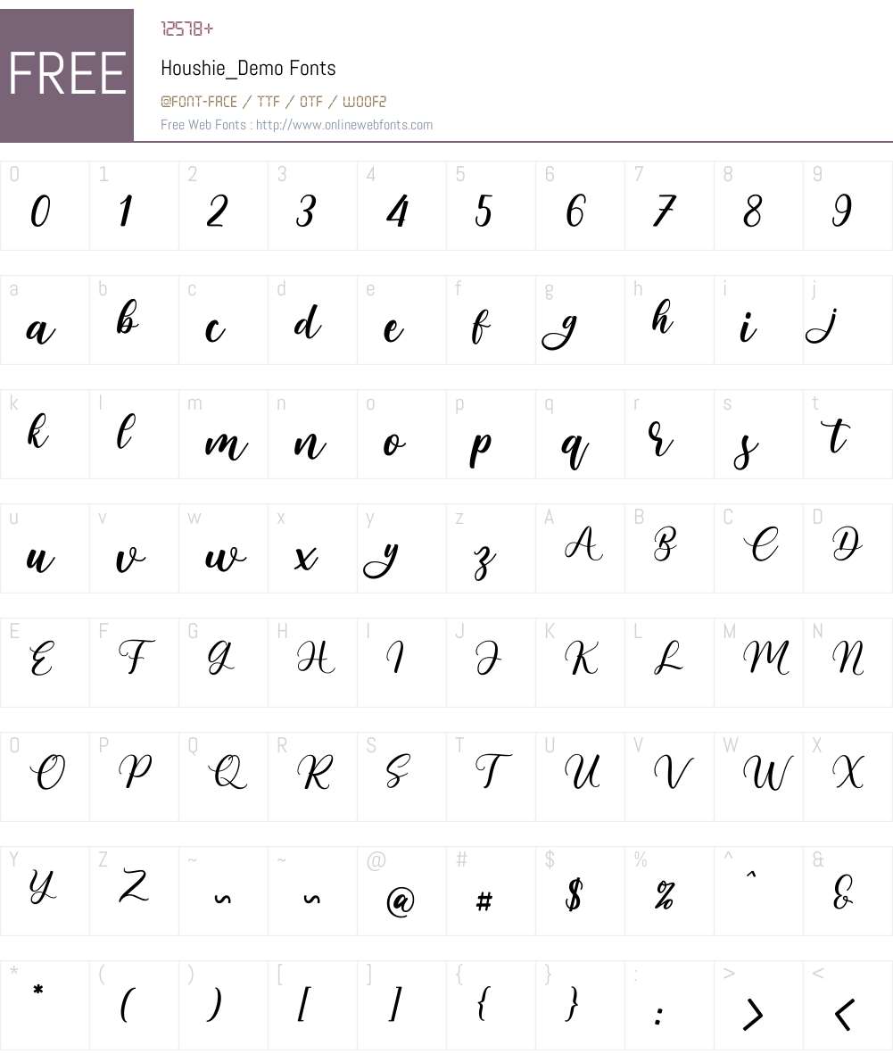 Houshie_Demo Font Screenshots