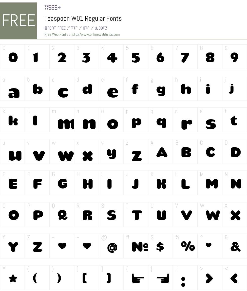 TeaspoonW01-Regular Font Screenshots