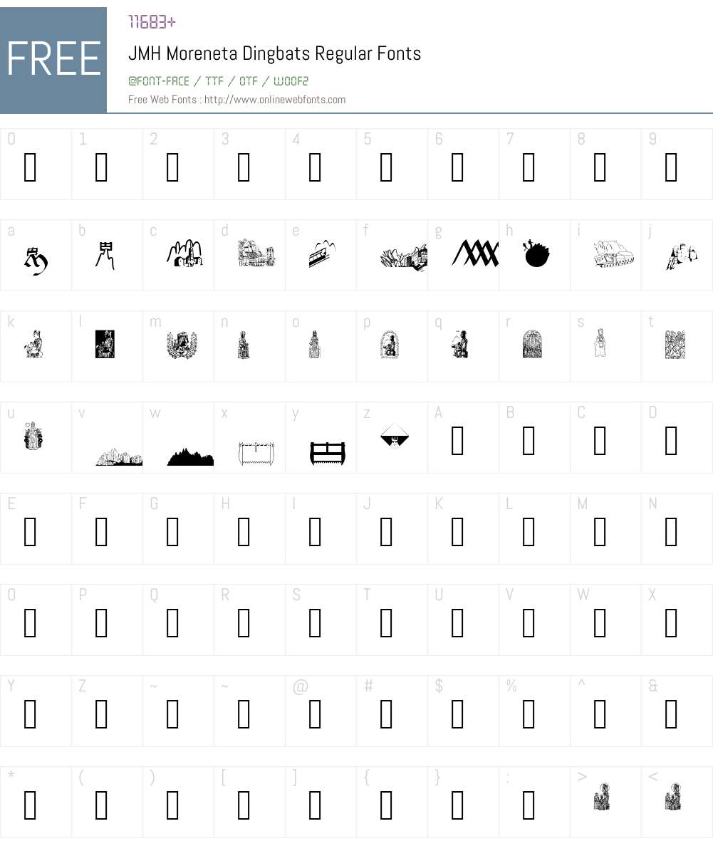 JMH Moreneta Dingbats Font Screenshots