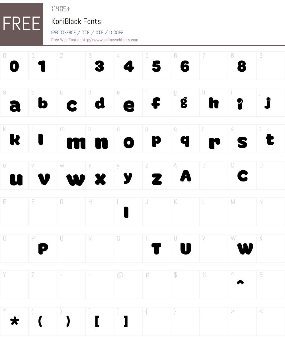 KoniBlack Font Screenshots