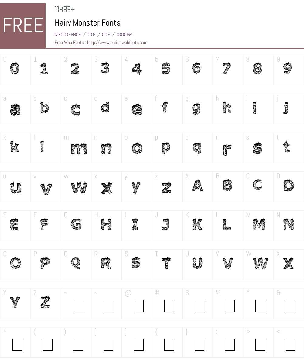 Hairy Monster Font Screenshots