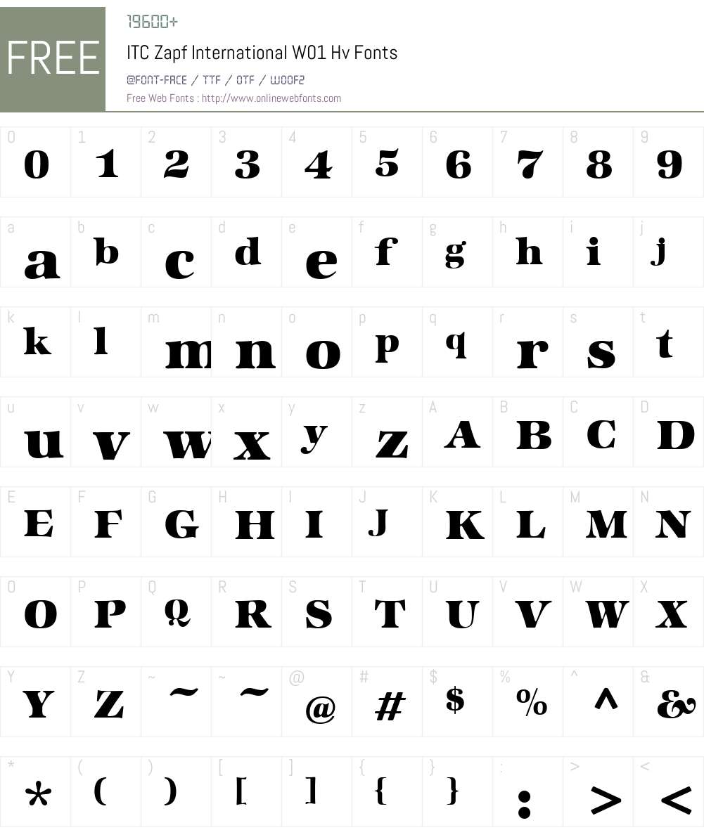 ITCZapfInternatW01-Hv Font Screenshots