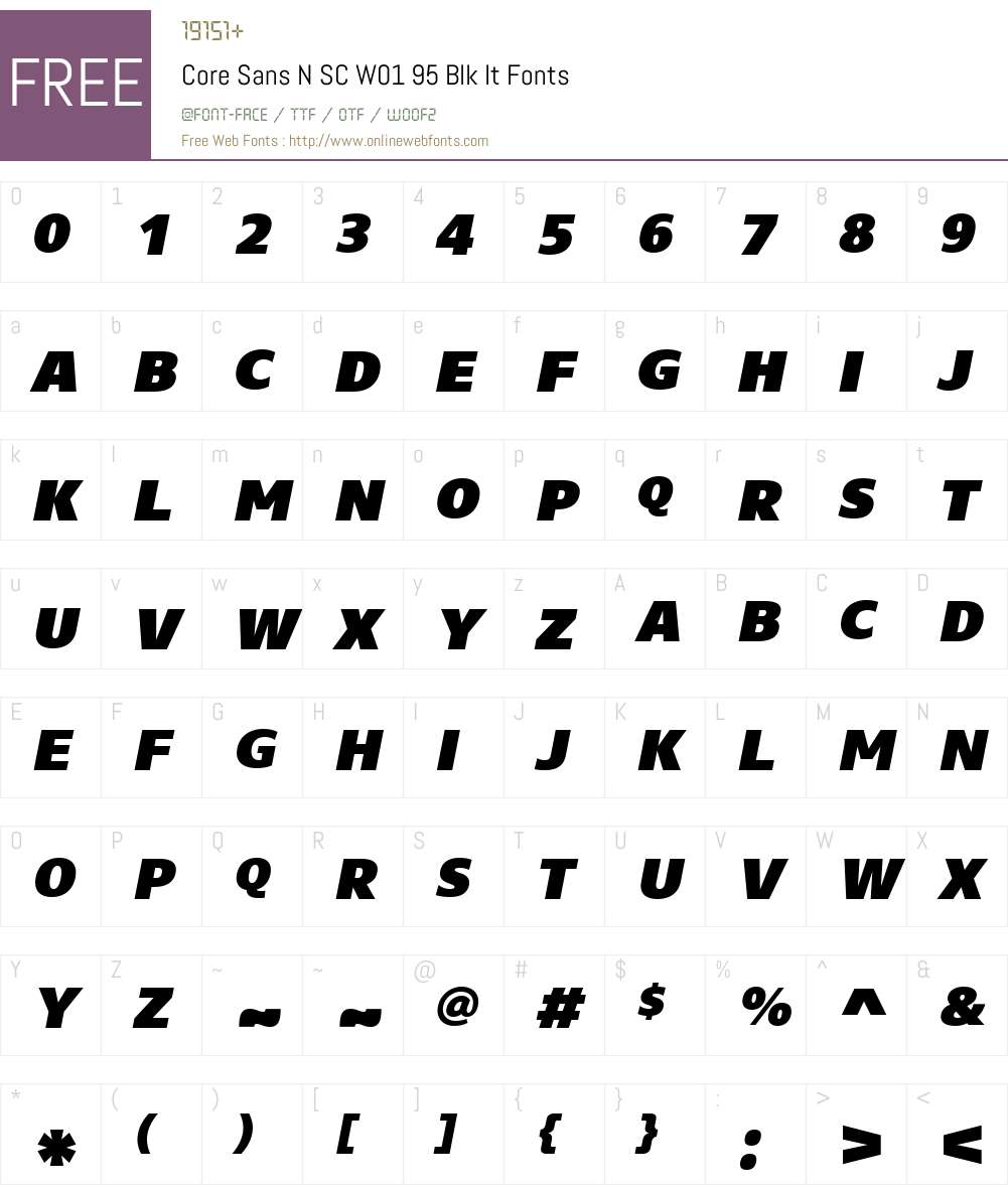 CoreSansNSCW01-95BlkIt Font Screenshots