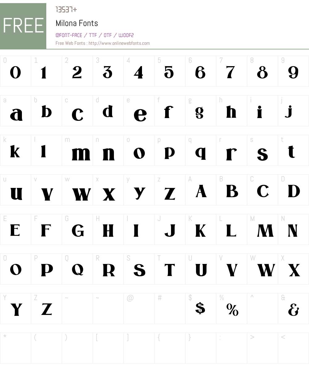 Milona Font Screenshots