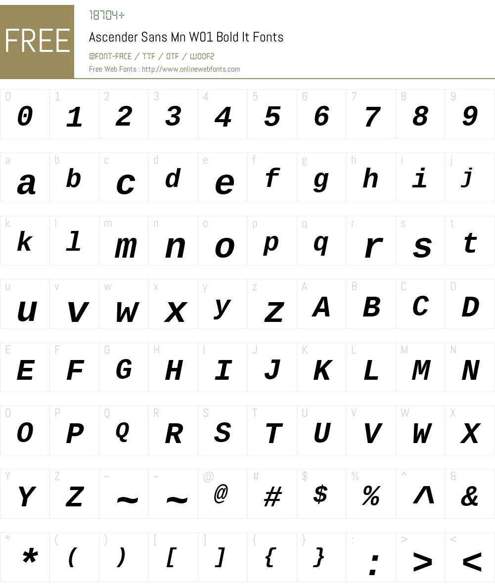 AscenderSansMnW01-BoldIt Font Screenshots