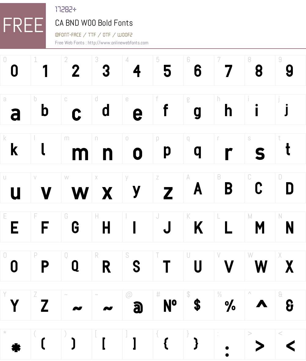 CABNDW00-Bold Font Screenshots