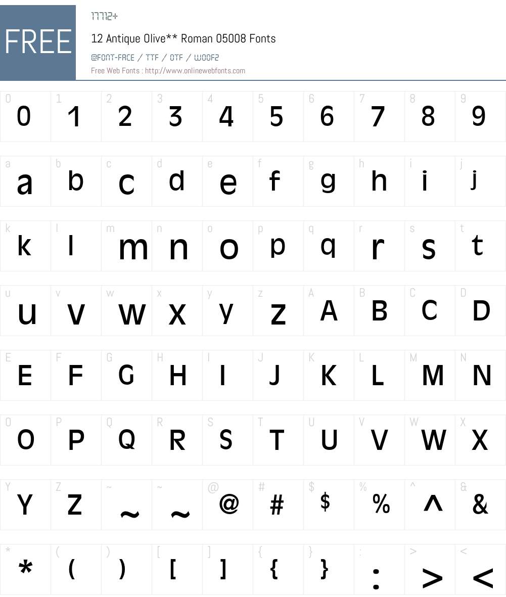 AntiqueOlive Font Screenshots