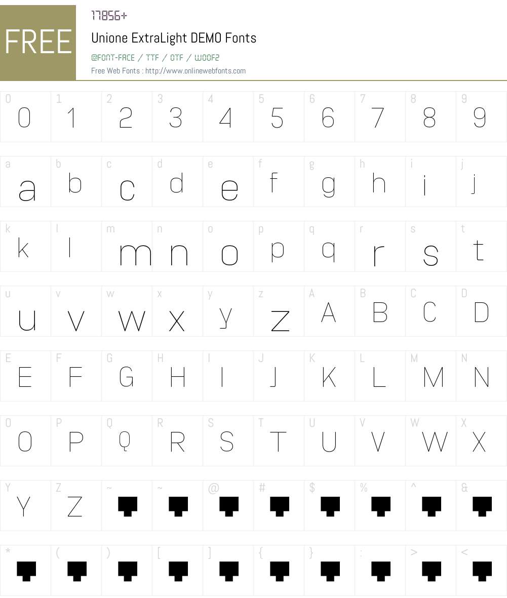 Unione *Demo ExtraLight DEMO Font Screenshots