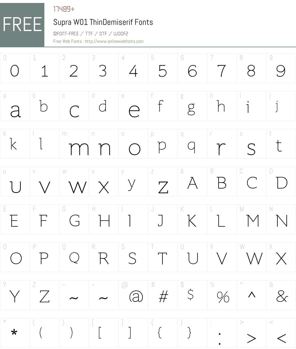 SupraW01-ThinDemiserif Font Screenshots