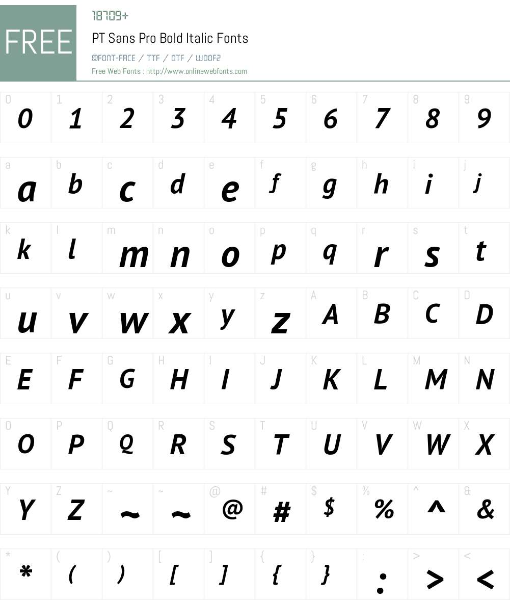 PTSansPro-BoldItalic Font Screenshots