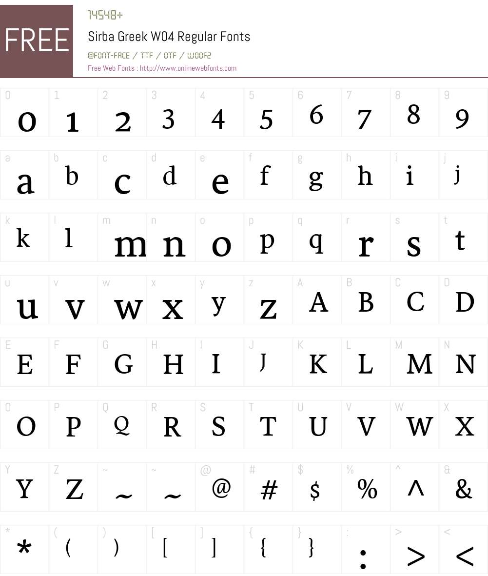 SirbaGreekW04-Regular Font Screenshots