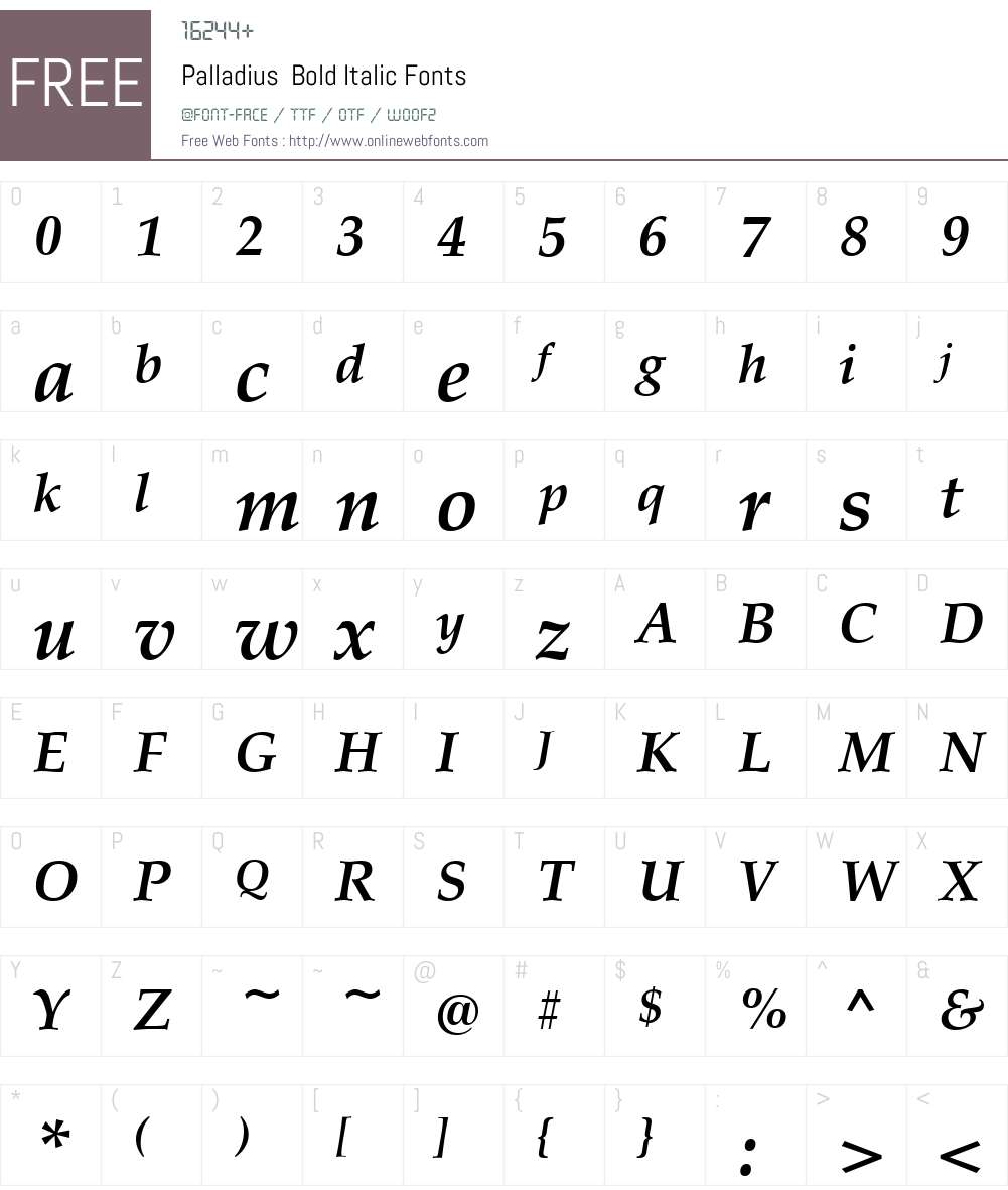 Palladius Font Screenshots
