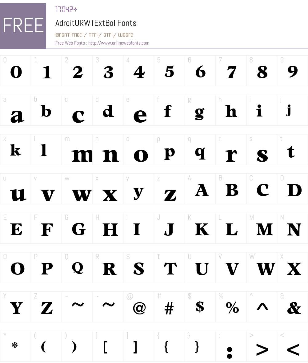 AdroitURWTExtBol Font Screenshots