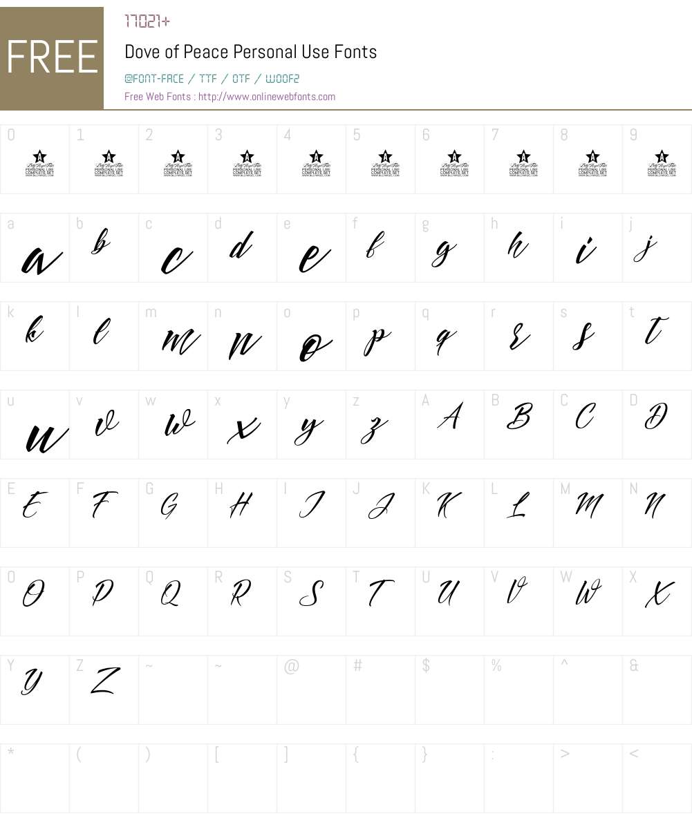 Dove of Peace Personal Use Font Screenshots