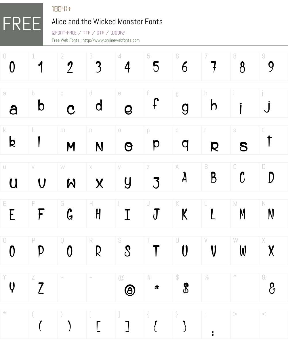 Alice and the Wicked Monster Font Screenshots