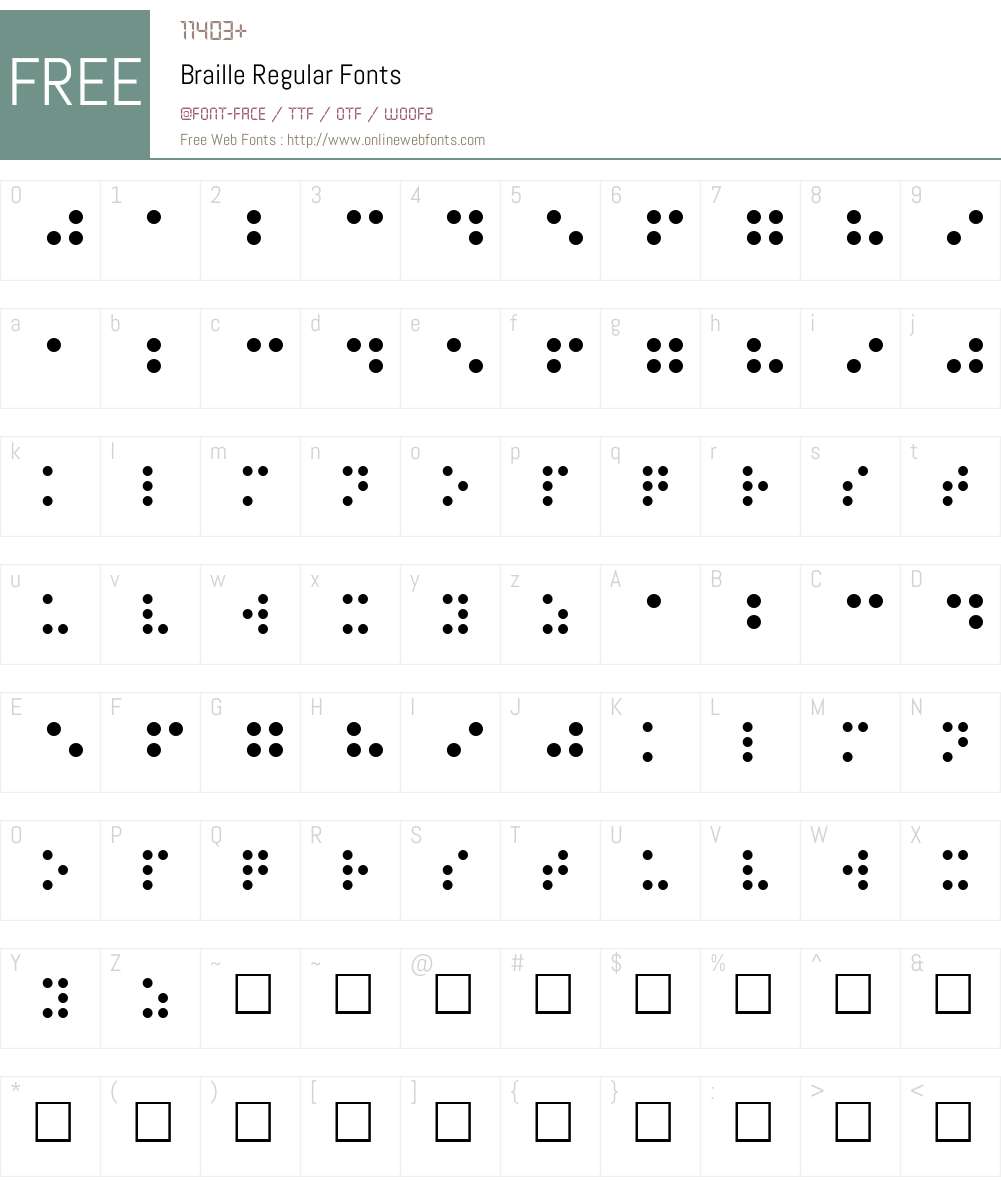 Braille Font Screenshots