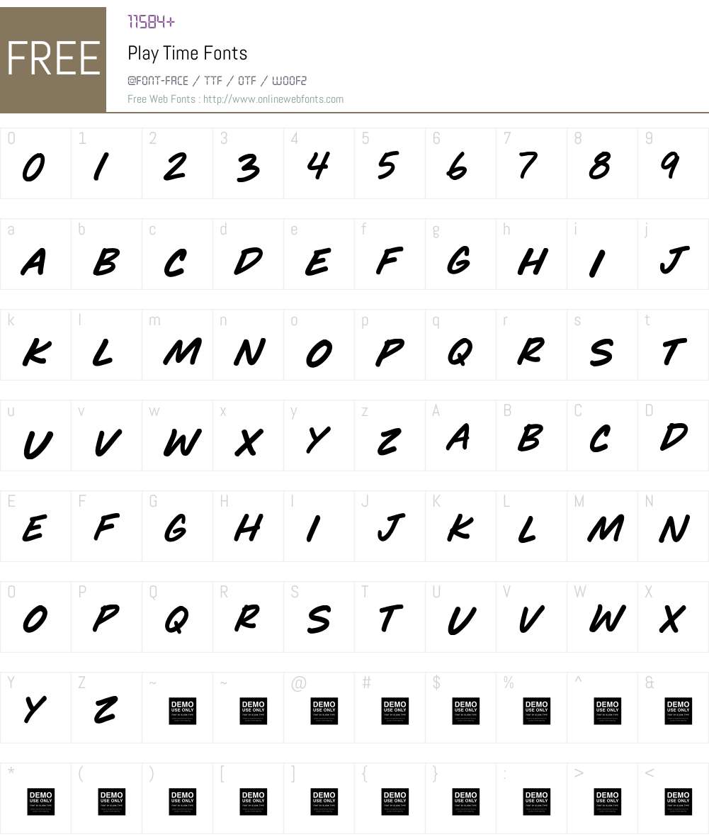 Play Time Demo Font Screenshots