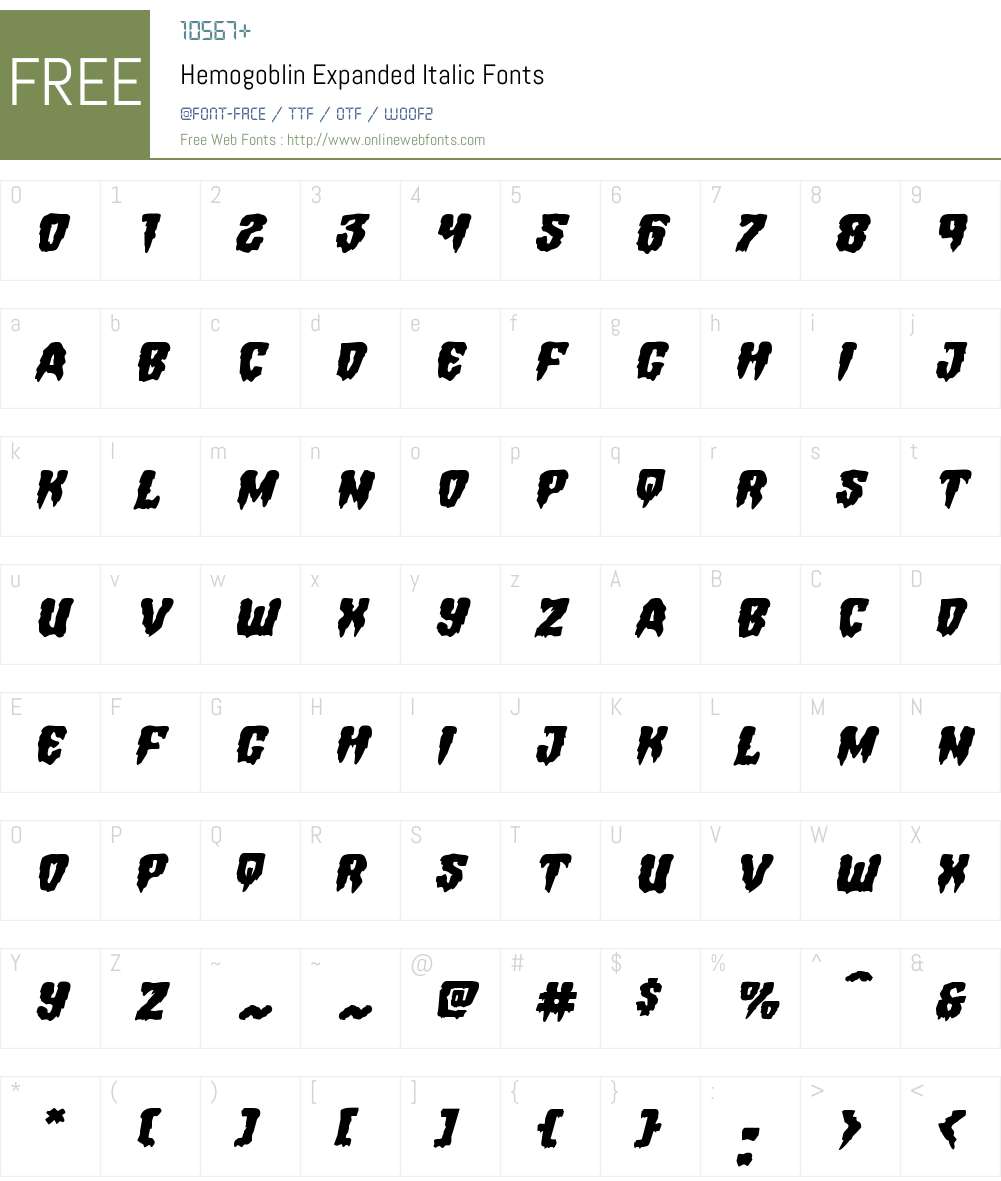 Hemogoblin Expanded Italic Font Screenshots