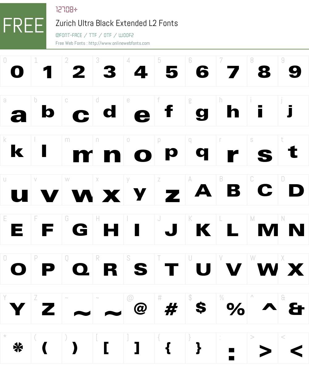 Zurich UBlkEx L2 Font Screenshots