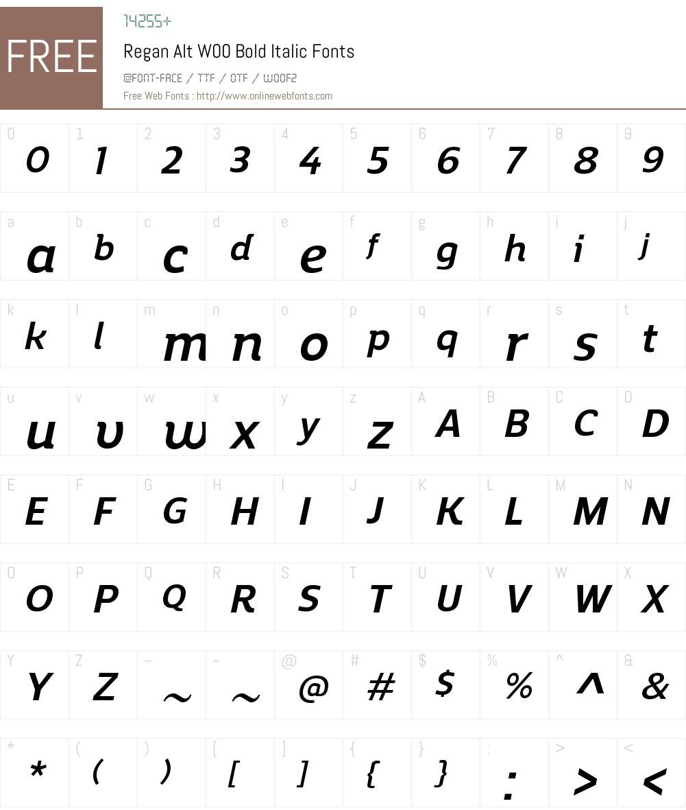 ReganAltW00-BoldItalic Font Screenshots