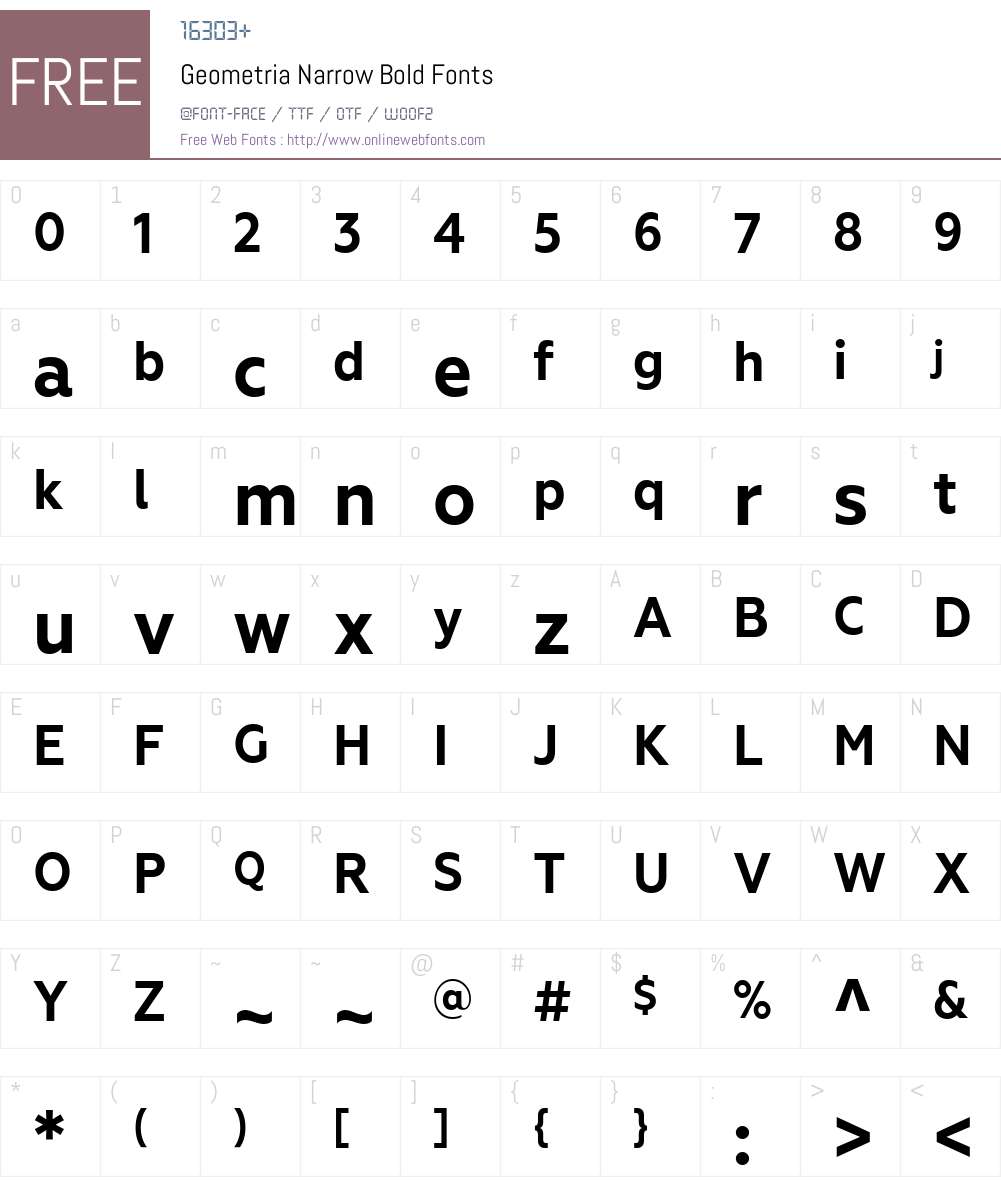 GeometriaNarrow-Bold Font Screenshots