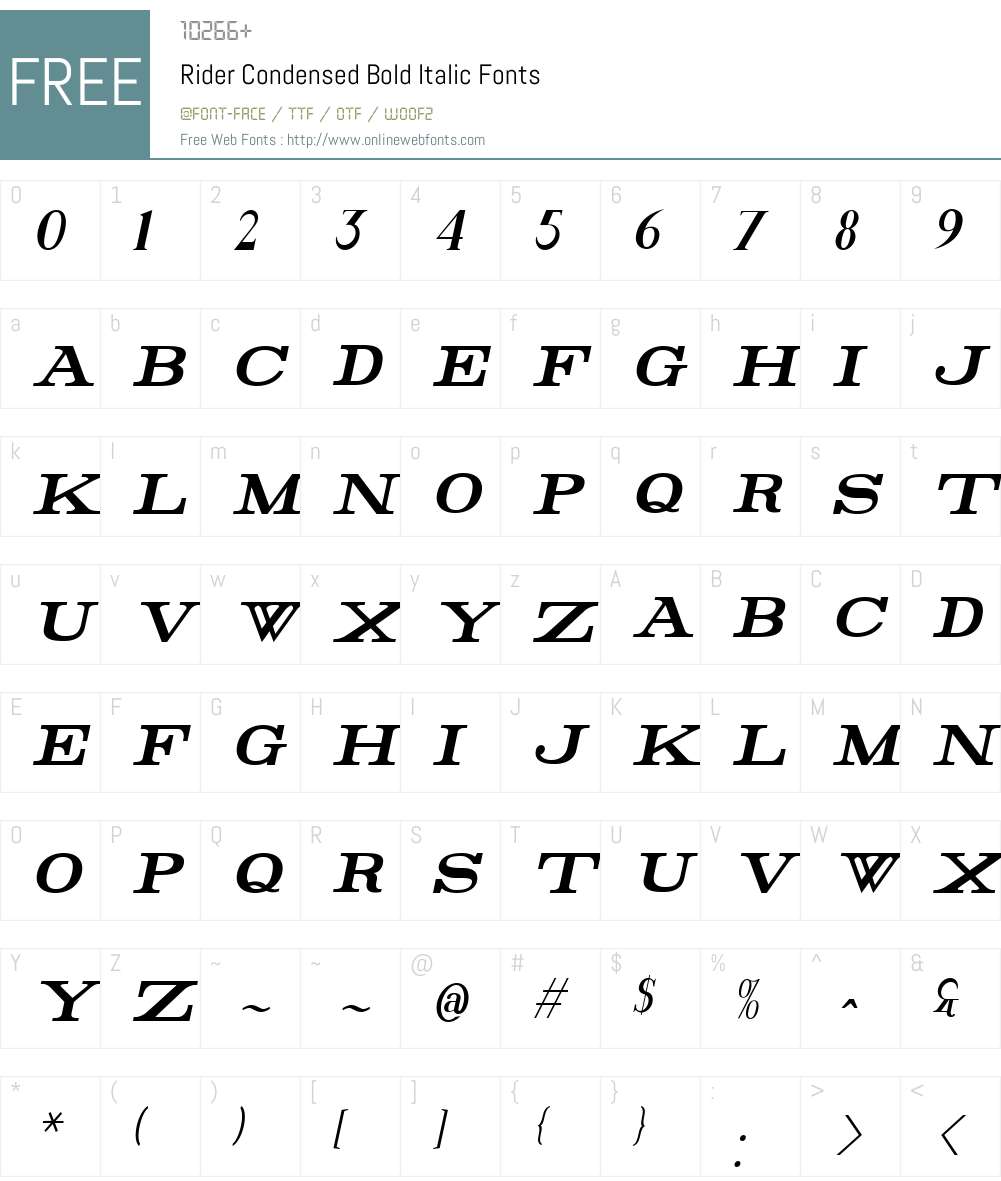 Rider Condensed Font Screenshots