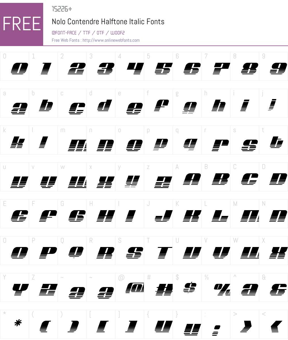 Nolo Contendre Halftone Italic Font Screenshots