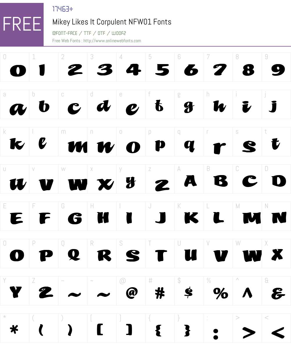 MikeyLikesItCorpulentNFW01 Font Screenshots