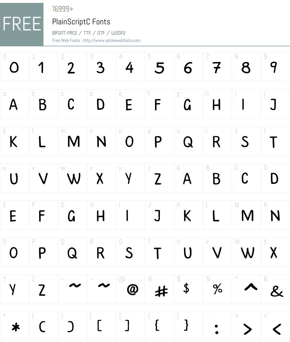 PlainScriptC Font Screenshots