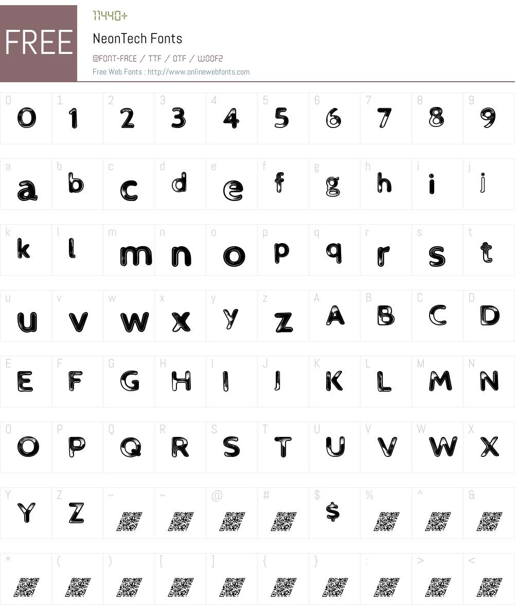 NeonTech Font Screenshots
