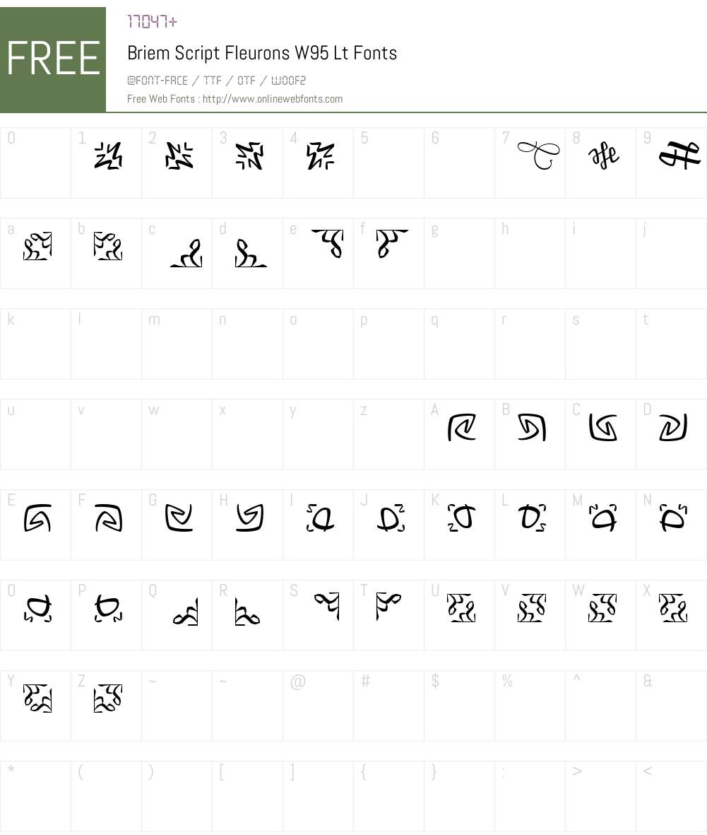 BriemScriptFleuronsW95-Lt Font Screenshots