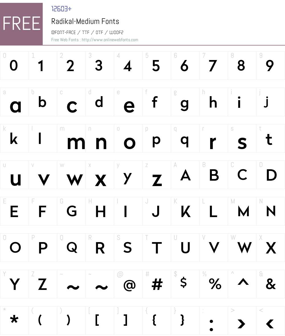 Radikal-Medium Font Screenshots