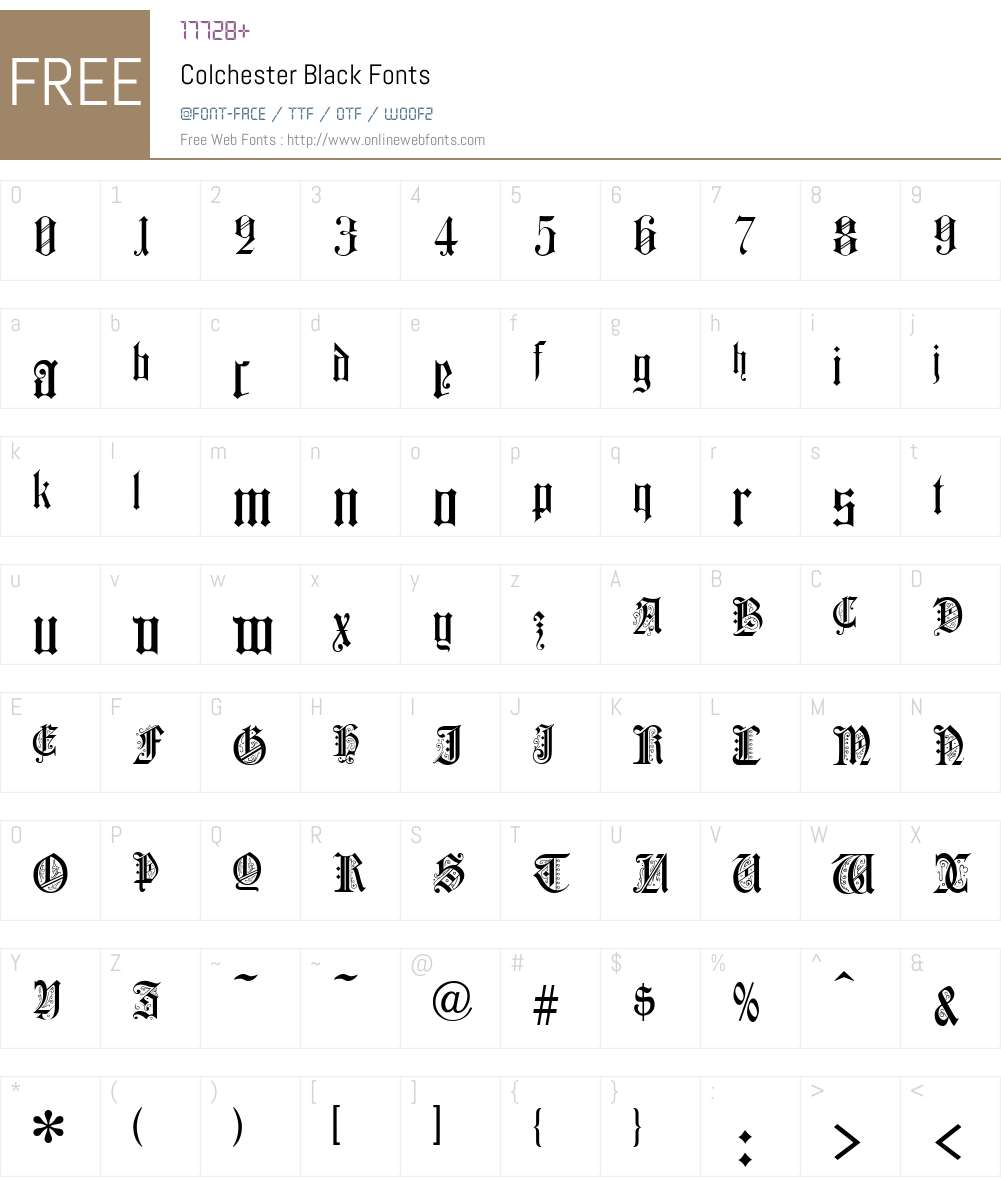Colchester Font Screenshots