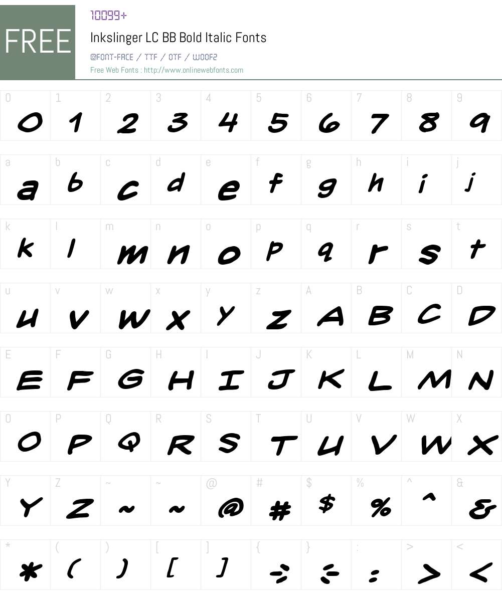 InkslingerLCBB-BoldItalic Font Screenshots