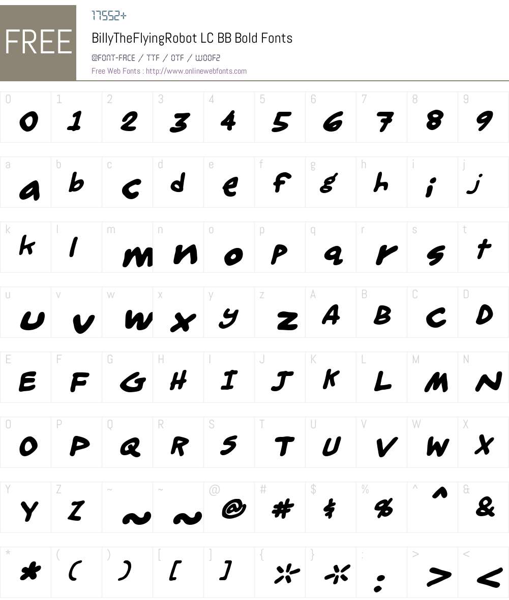 BillyTheFlyingRobotLCBB-Bold Font Screenshots