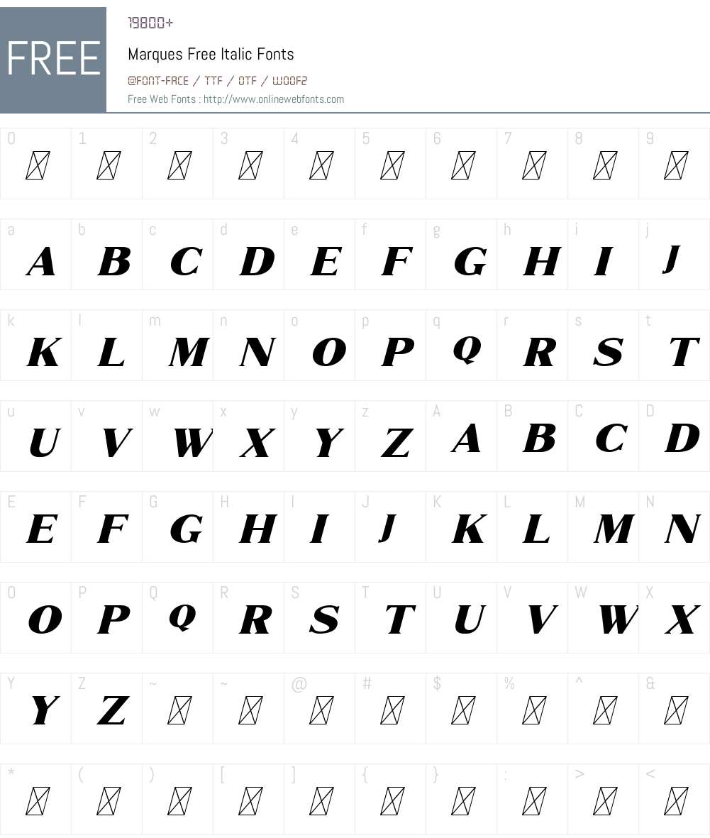Marques Free Font Screenshots