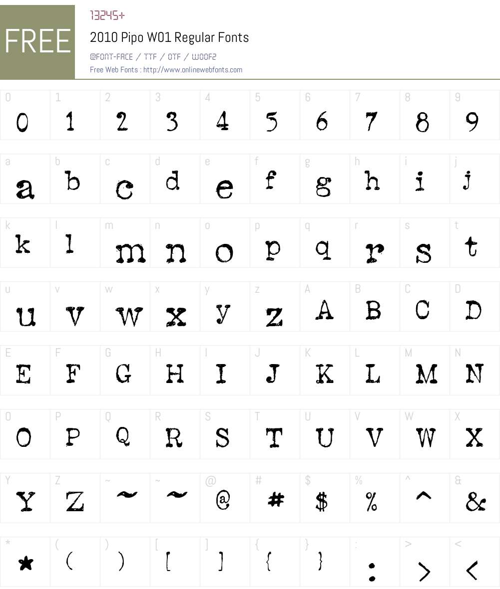 2010PipoW01-Regular Font Screenshots