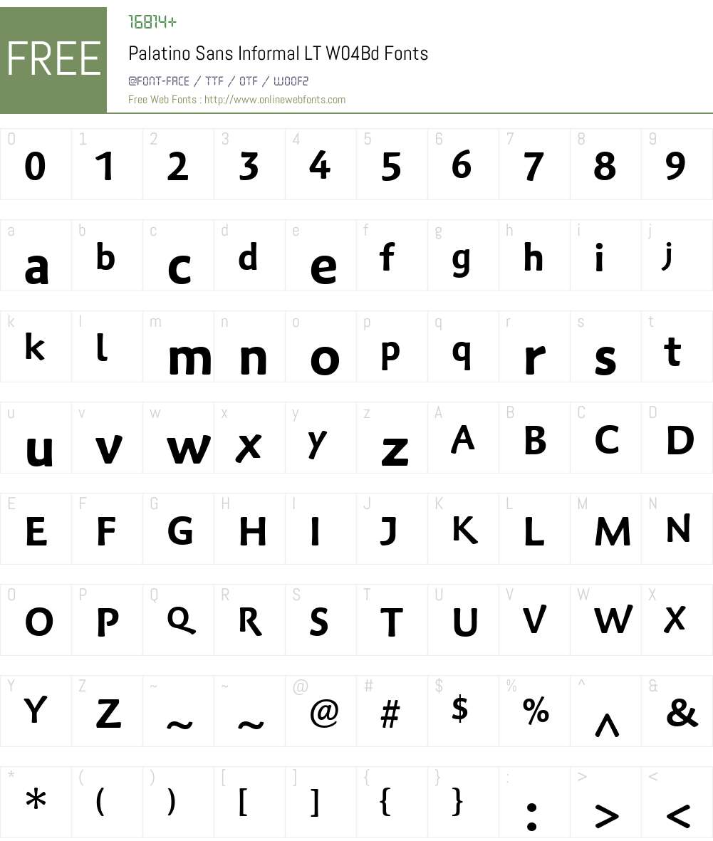 Palatino Sans Informal Font Screenshots