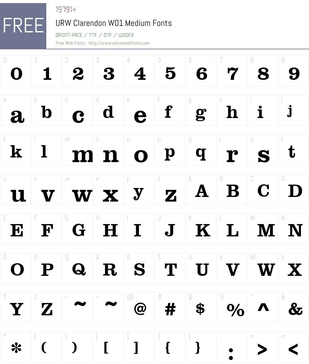 URWClarendonW01-Medium Font Screenshots