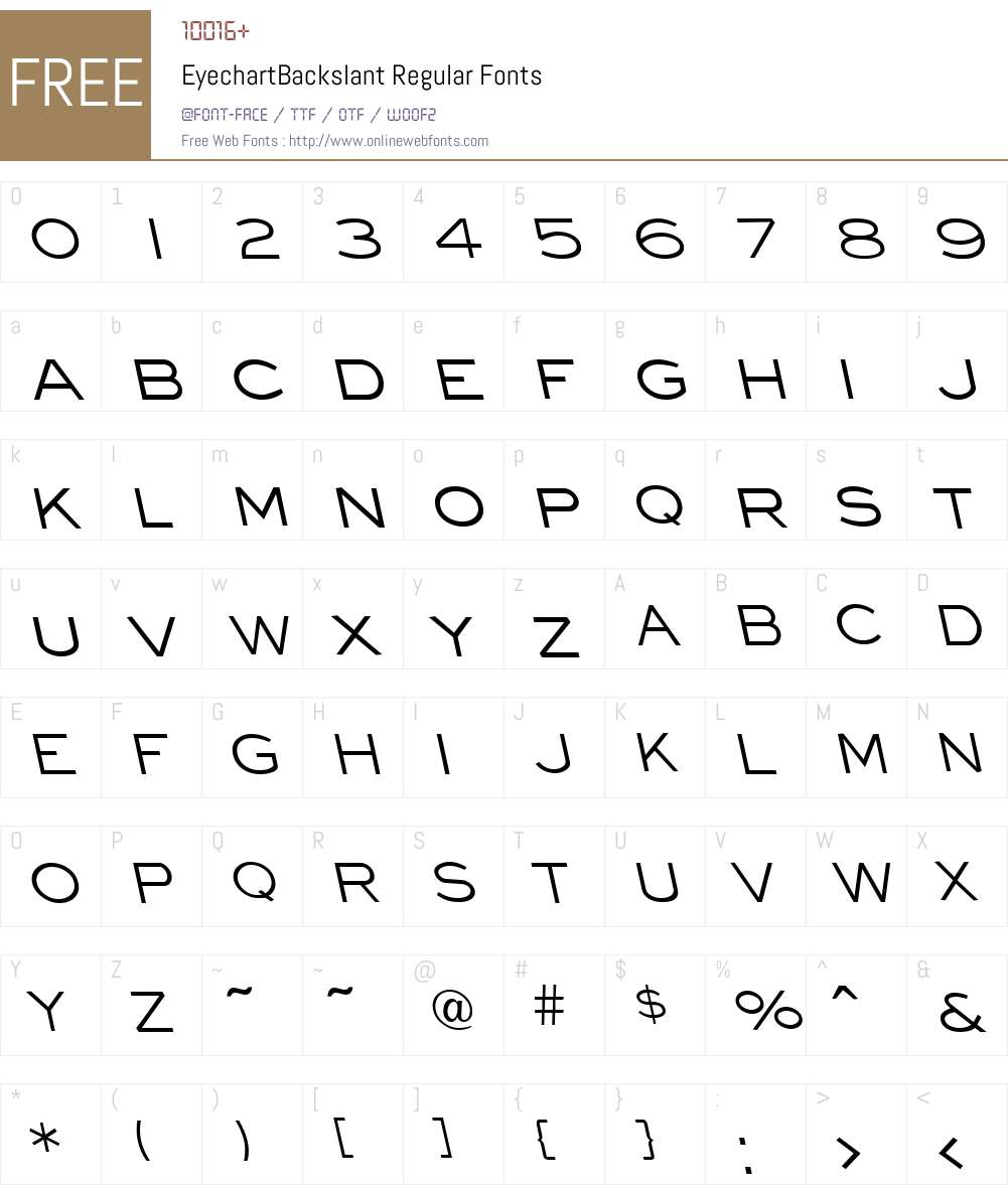 EyechartBackslant Font Screenshots