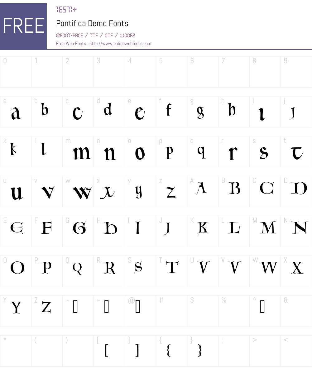 Pontifica Demo Font Screenshots